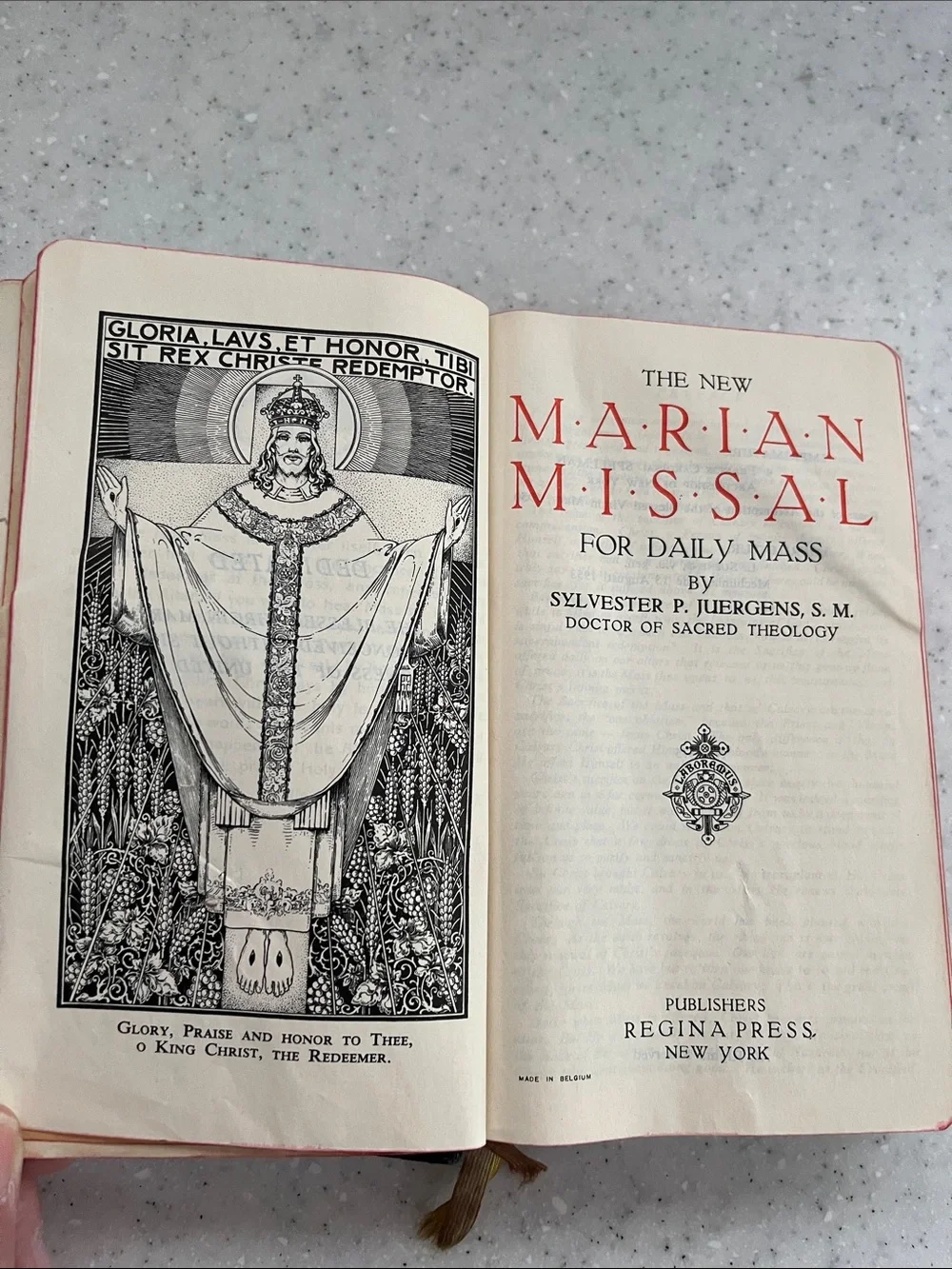 The New Marian Missal Daily Mass Vtg 1950s Latin Sylester Juergens Regina Press